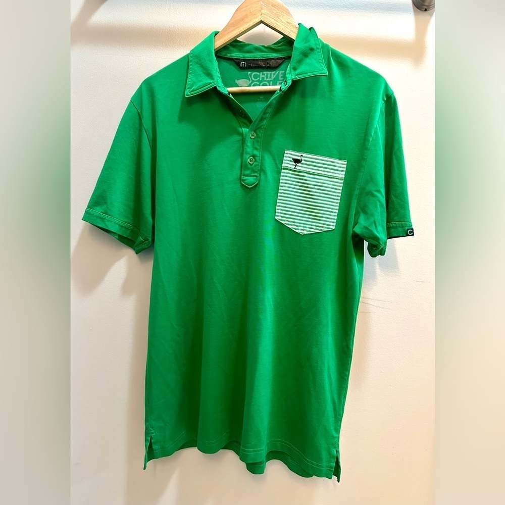 Travis Mathew Golf Polo Men’s Shirt Chive Keep Calm Carry On Size M
